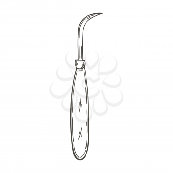 Outline Medical icon. Vector illustration in hand draw style. Image isolated on white background. Medical instrument. Curette
