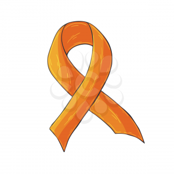 Vector icon in hand draw style. Image isolated on white background. Orange ribbon. Expanded UN Campaign on Violence Against Women