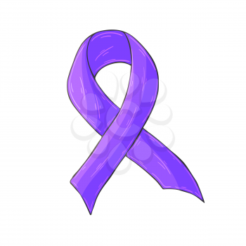 Vector icon in hand draw style. Image isolated on white background. Purple ribbon. Hodgkin's lymphoma problem