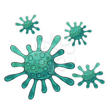 Vector of viruses on white background. Bacteria, germs microorganis, virus cell. Coronavirus. Virus. Icons set. COVID-2019