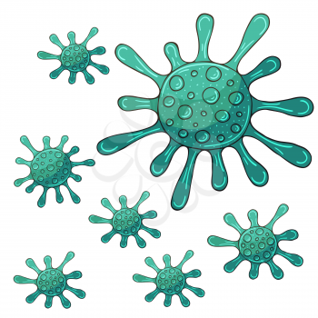 Bacteria, germs microorganis, virus cell. Coronavirus. Virus Icons set Outbreak coronavirus