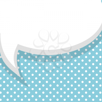 Blank blue balloon template for boy, son. Dot background style pop art. Clear speech bubbles halftone. Comic text talk dialog empty cloud. Creative idea conversation pastel color drawing box