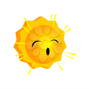 Vector illustration bored sunny smile icon. Face emoji yellow icon. Smile cute funny emotion face on isolated background. Happy feelings, expression for message, sms.