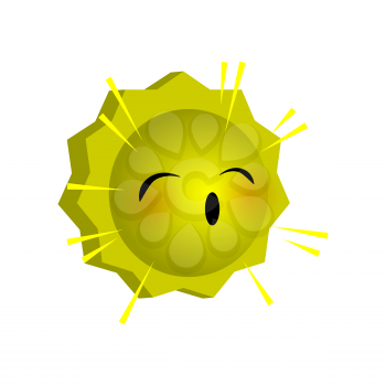 Vector illustration sick sunny smile icon. Face emoji yellow icon. Smile cute funny emotion face on isolated background. Happy feelings, expression for message, sms.