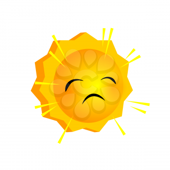 Vector illustration sad sunny smile icon. Face emoji yellow icon. Smile cute funny emotion face on isolated background. Happy feelings, expression for message, sms.