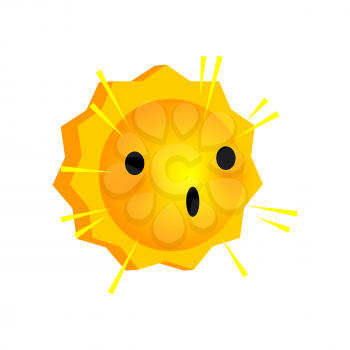 Vector illustration sunny surprise smile icon. Face emoji yellow icon. Smile cute funny emotion face on isolated background. Happy feelings, expression for message, sms.
