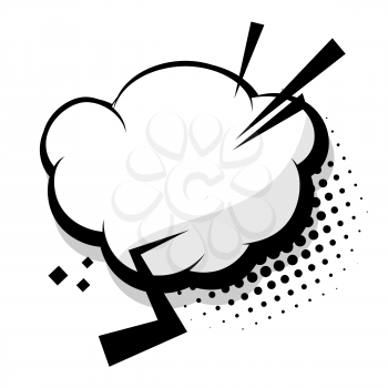 Sketch explosion sudden burst bomb. Blank template comic text speech cloud bubble. Halftone dot background style pop art. Dialog empty space. Creative composition idea conversation comics book.