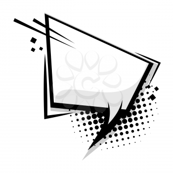 Blank template comic text speech square cloud bubble. Dialog empty box space. Halftone dot background style pop art. Comics book sketch explosion sudden burst bomb