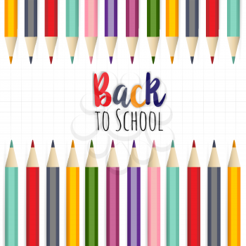 background image for students welcome back to the school. School supplies multicolored pencil. Positive impression 