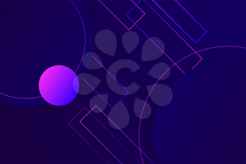 Hipster landing page design. 3d in dark violet neon colors wallpaper. Line ball primitive figure diagonal liquid design. Music illusion violet abstract fractal. Plastic isometric geometry