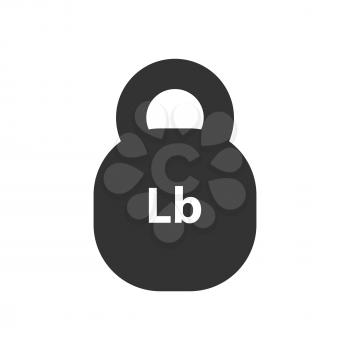 Lb, Lbs weight mass black simple flat icon. Old barbell press in flat design. Black silhouette isolated on white background. Weight pictogram. Imperial system of units