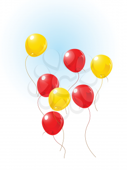 red and yellow balloons flying on sky