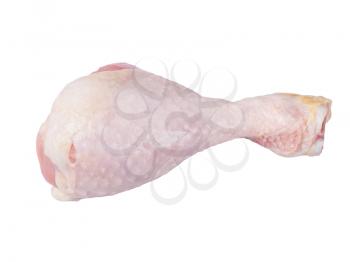 Raw chicken leg isolated on a white background