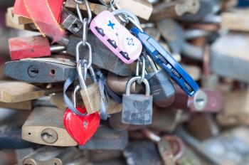 Love locks as a symbol of happy wedding