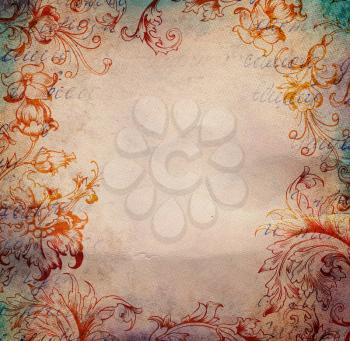 Abstract vintage background with floral ornament for design