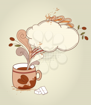 Hand drawn retro vector cup of coffee