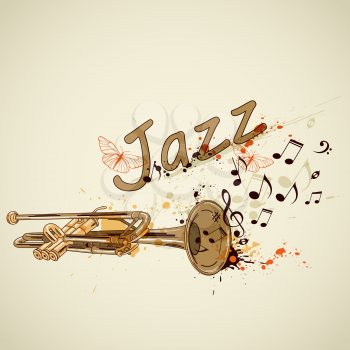 Music abstract background with trumpet and notes