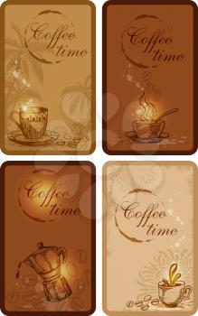 Vector vintage hand drawn coffee banners