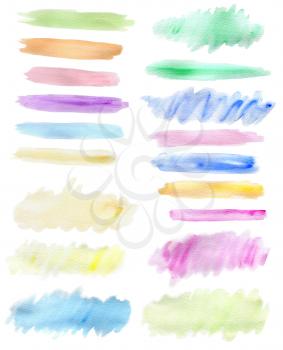 Set of abstract horizontal watercolor blots for design
