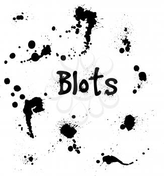 Set of abstract vector ink blots for design