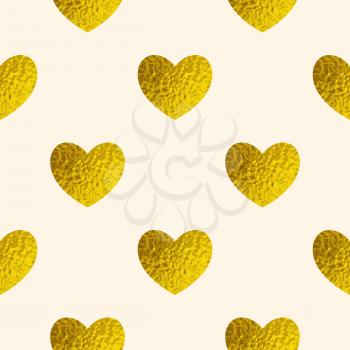 Decorative festive seamless pattern with golden hearts. Vector background for Valentine's day