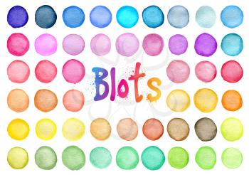 Set of abstract bright round vector watercolor blots for design
