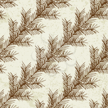 Vintage winter seamless pattern with fir branches. Decorative background for Christmas and new year. Hand drawn vector pattern.