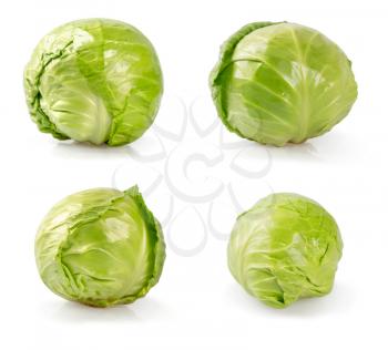 Fresh green cabbage on a white background. Vegetarian food.