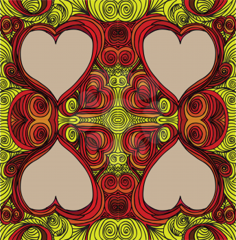 Ornate heart sketch abstract background