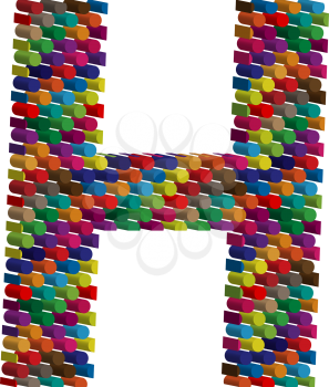 Colorful three-dimensional font letter H
