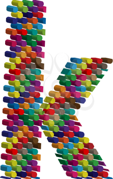 Colorful three-dimensional font letter k