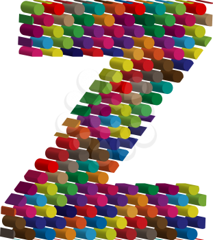 Colorful three-dimensional font letter z