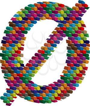 Colorful three-dimensional font number 0