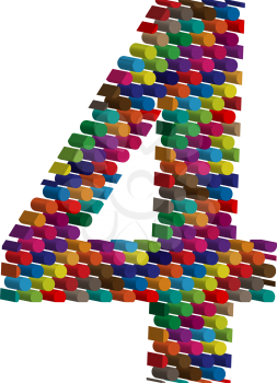 Colorful three-dimensional font number 4