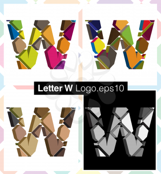 Colorful three-dimensional font letter W