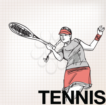 Illustration of Woman playing tennis