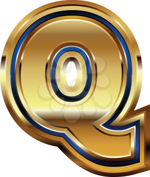 Golden Font Letter Q