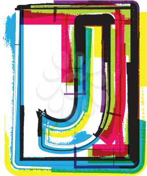 Colorful Grunge Font LETTER J