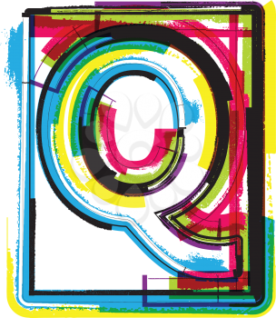 Colorful Grunge Font LETTER Q