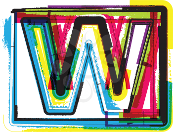 Colorful Grunge Font LETTER W