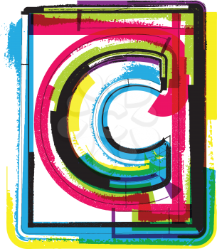 Colorful Grunge Font LETTER c