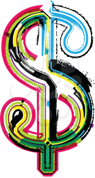 Colorful Grunge dollar symbol