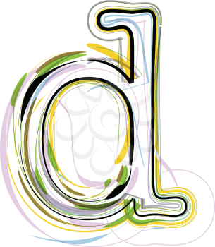 Organic Font illustration. Letter d