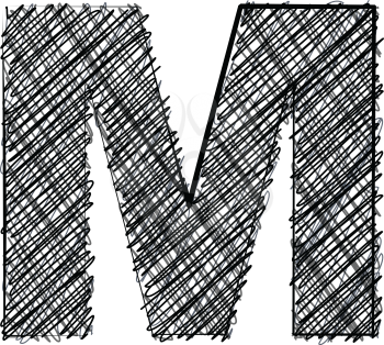 Hand draw font. LETTER M. Vector illustration