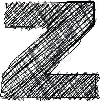 Hand draw font. LETTER z. Vector illustration