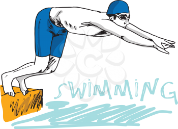 Swimmer jumping