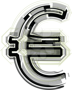 technological font euro symbol