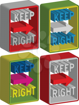 3d Keep right sign. Vector illustration