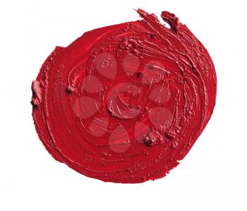 close up of a RED smudged lipstick on white background  Circle Shape