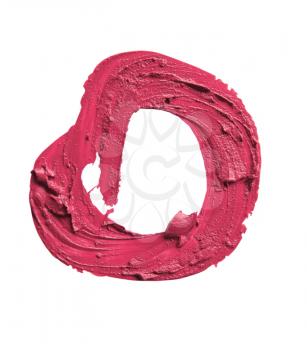 close up of a PINK smudged lipstick on white background  Abstract Shape